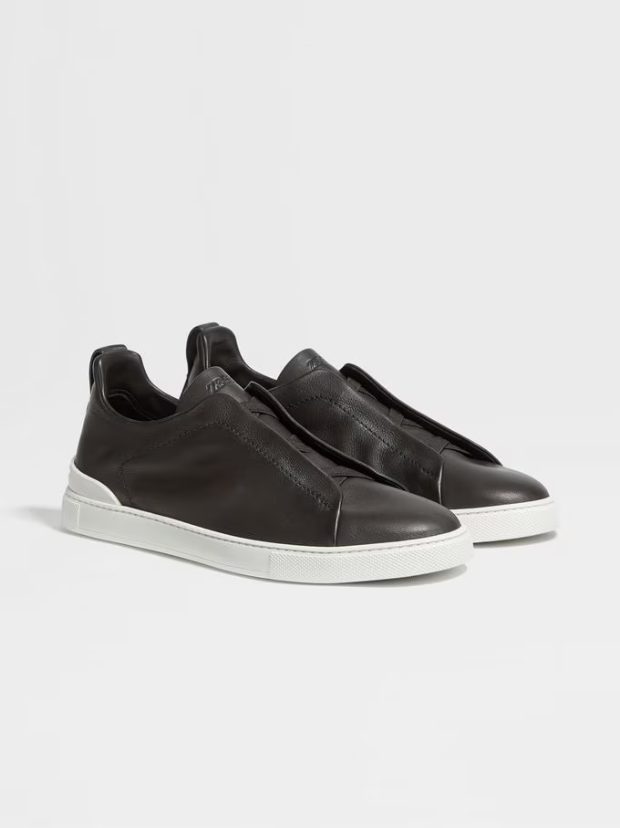 Zegna Triple Stitch — Black Leather