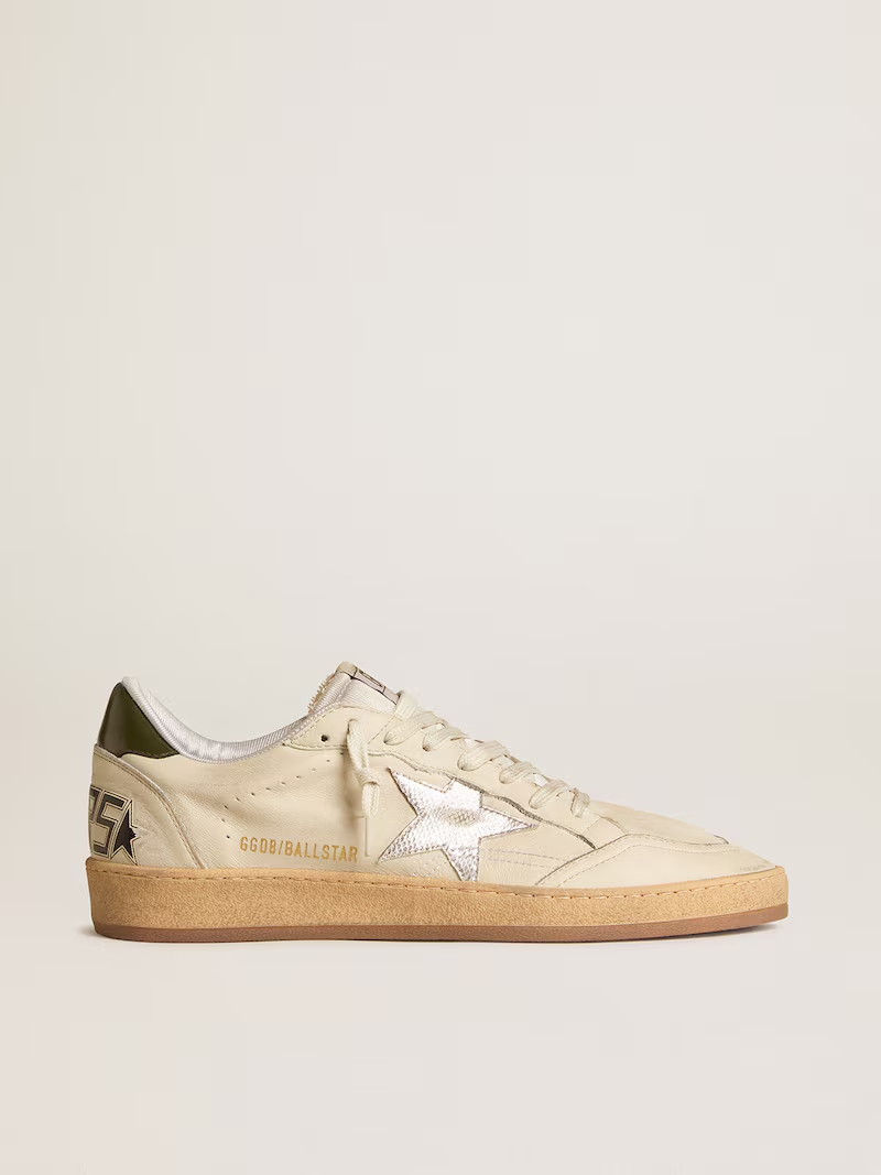 Golden Goose Ball-Star — White&Olive