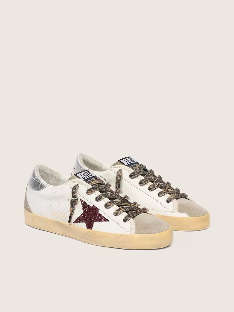 Golden Goose Super-Star — Burgundy & Silver