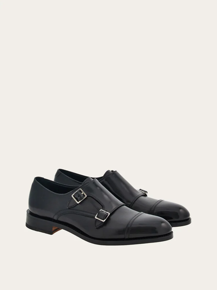 Salvatore Ferragamo Monkstrap — Black Leather