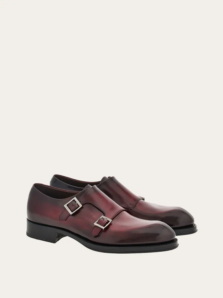 Salvatore Ferragamo Monkstrap — Brown Leather